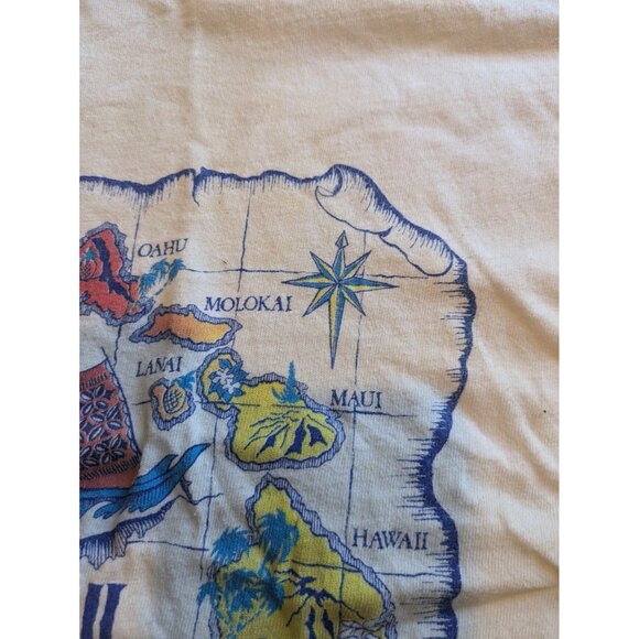 Vintage 80s Hawaii Tee Shirt Kids' Size M Boy's Antique Map Sailing Ship Islands - Picture 6 of 10